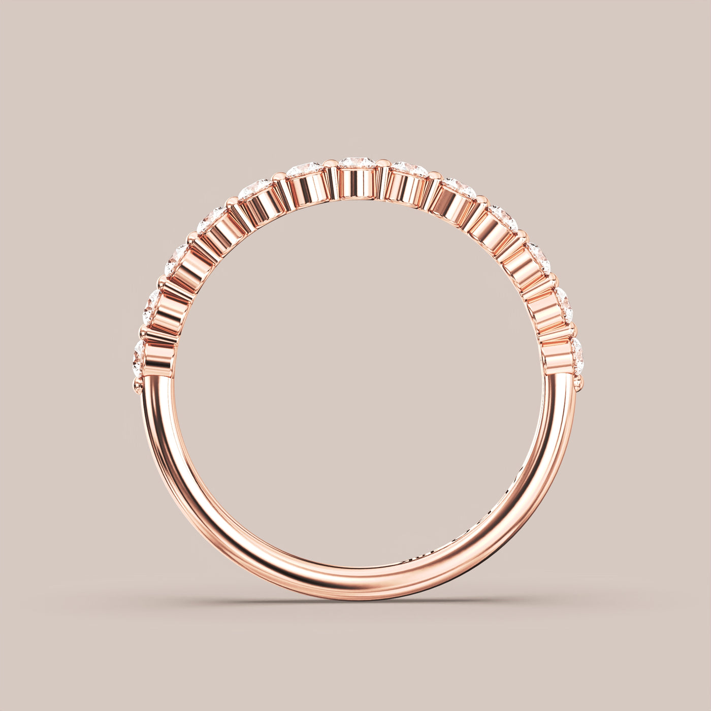 Single Prong Shared Diamond Band Half Eternity
