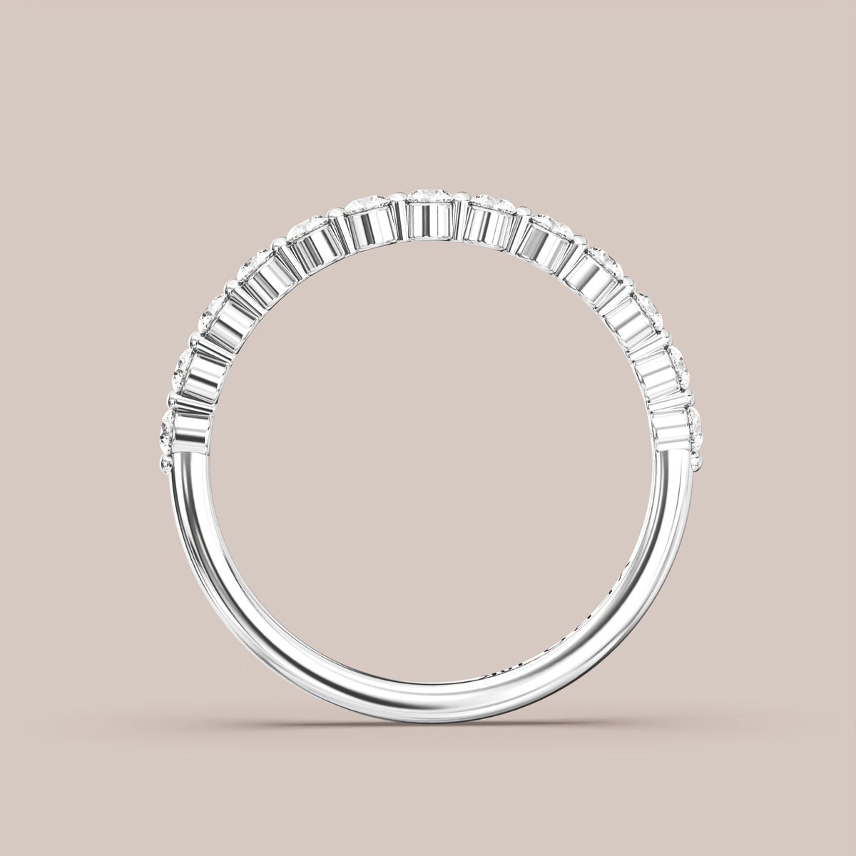 Single Prong Shared Diamond Band Half Eternity