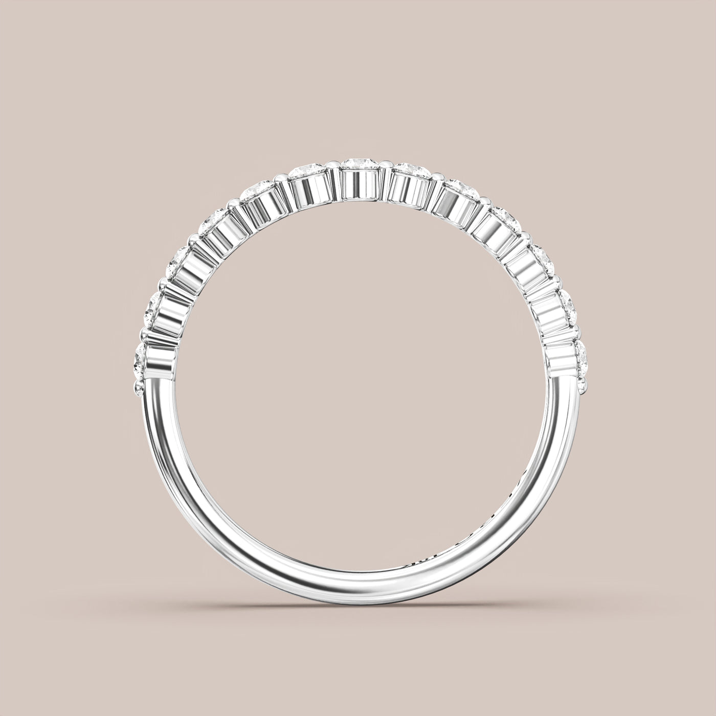 Single Prong Shared Diamond Band Half Eternity