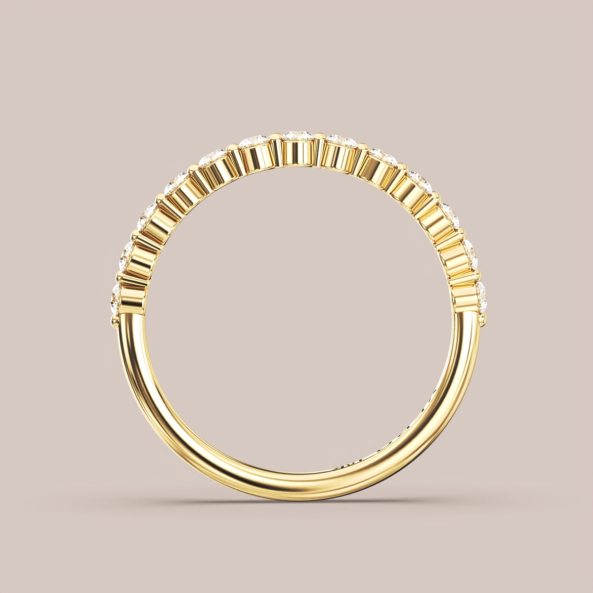 Single Prong Shared Diamond Band Half Eternity