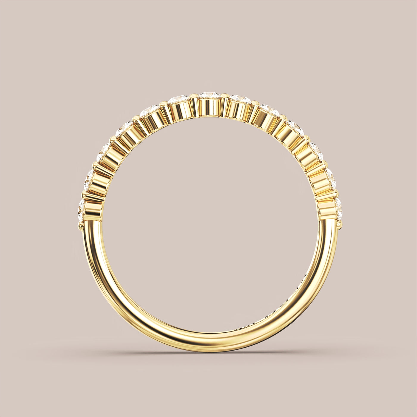 Single Prong Shared Diamond Band Half Eternity