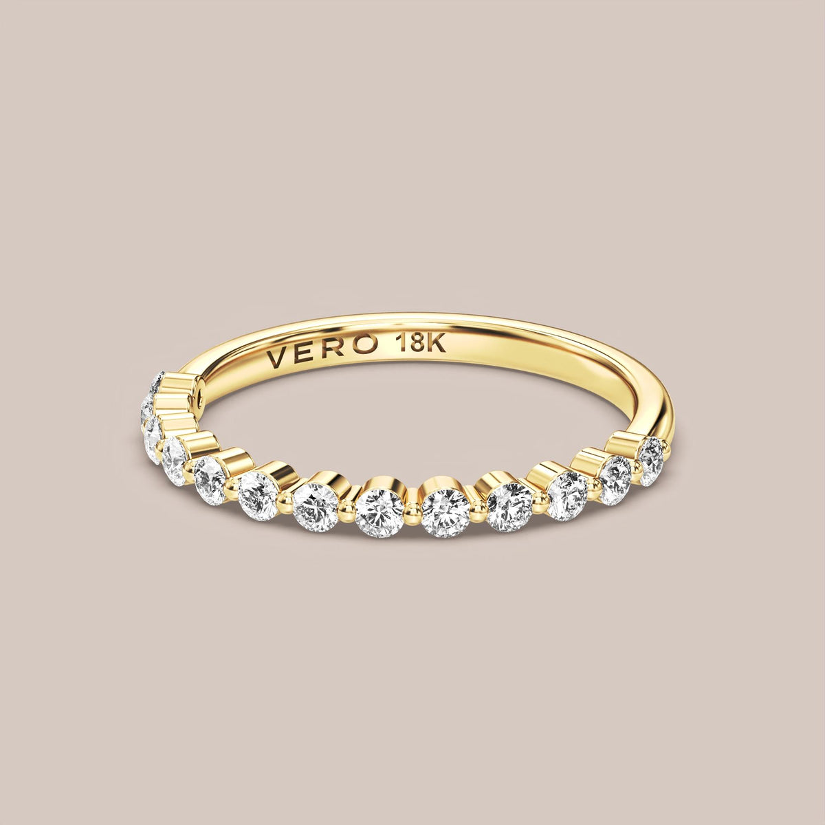 Single Prong Shared Diamond Band Half Eternity
