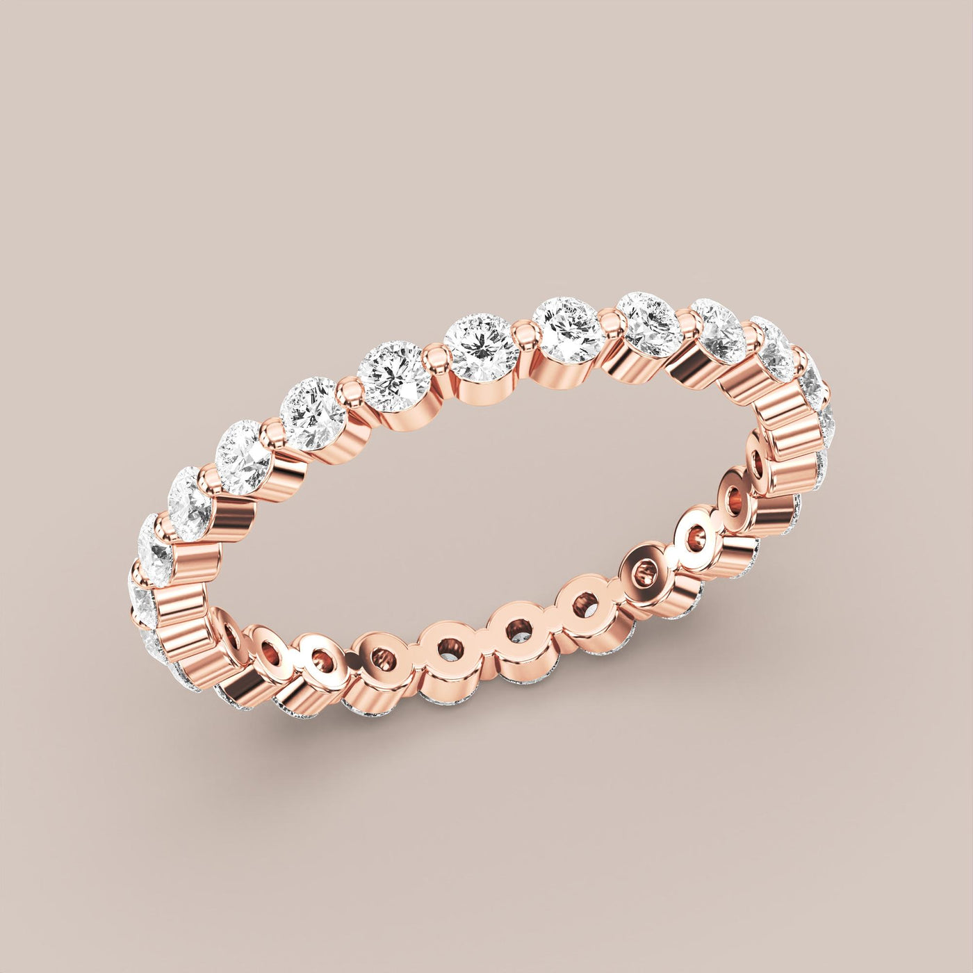Single Prong Shared Diamond Band Full Eternity