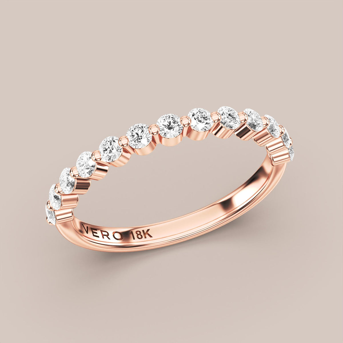 Single Prong Shared Diamond Band Half Eternity