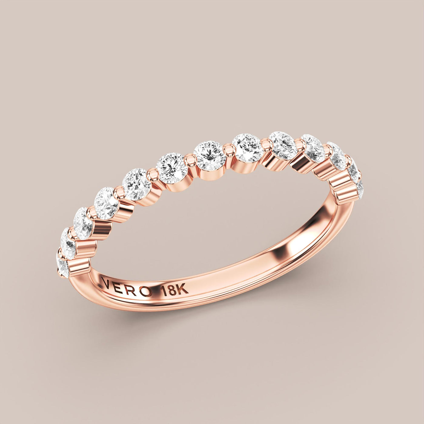 Single Prong Shared Diamond Band Half Eternity