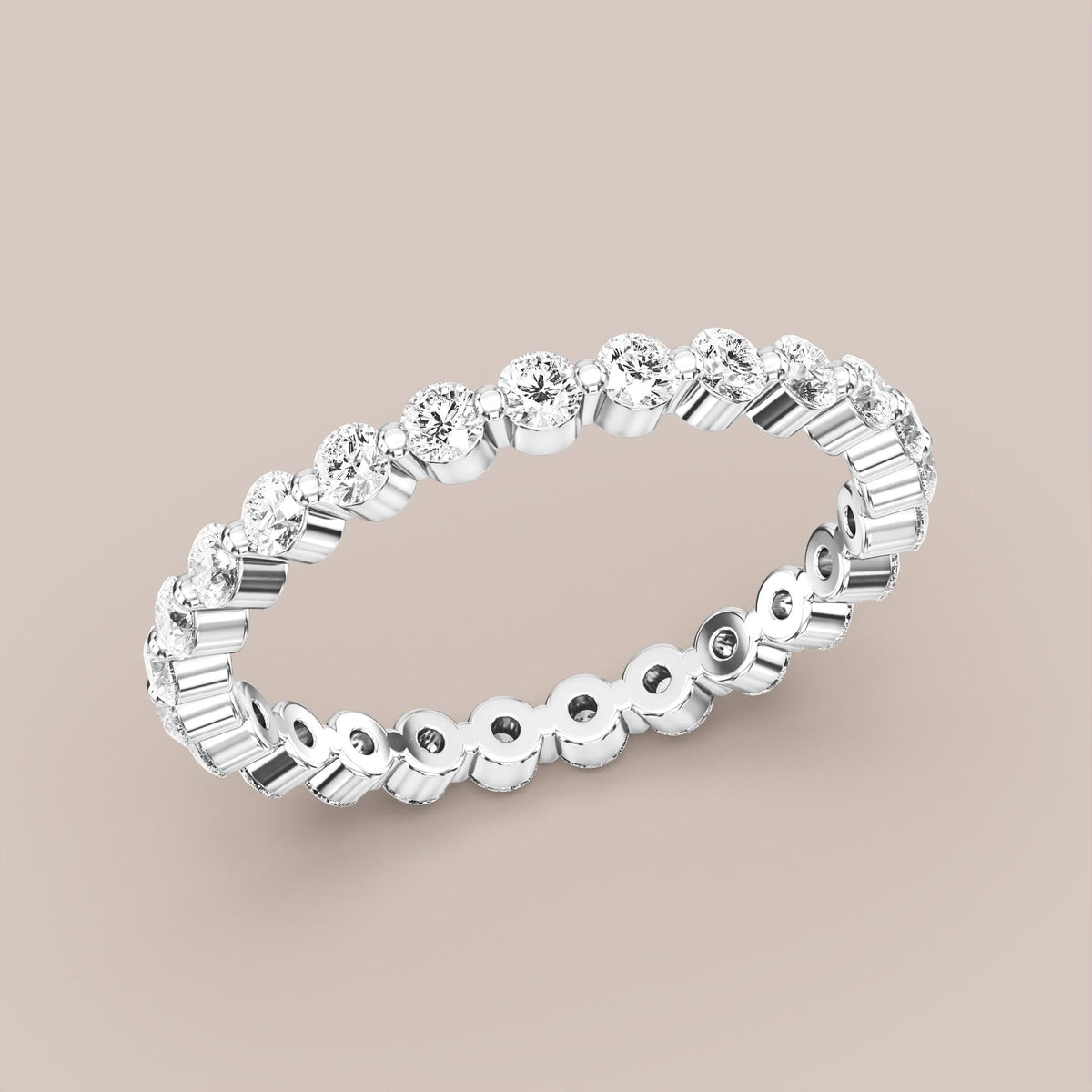 Single Prong Shared Diamond Band Full Eternity