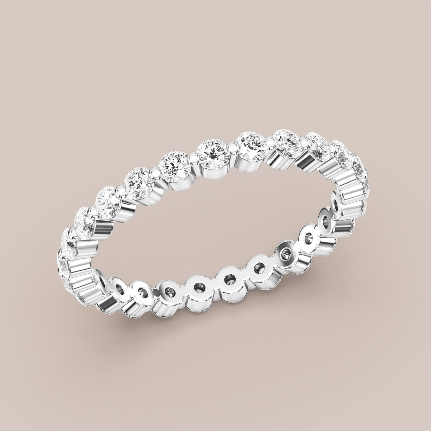 Single Prong Shared Diamond Band Full Eternity