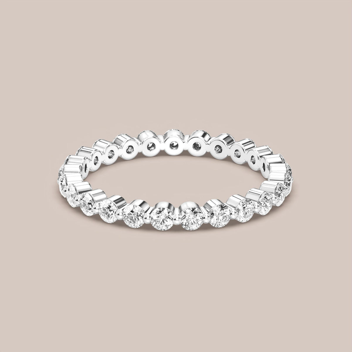 Single Prong Shared Diamond Band Full Eternity