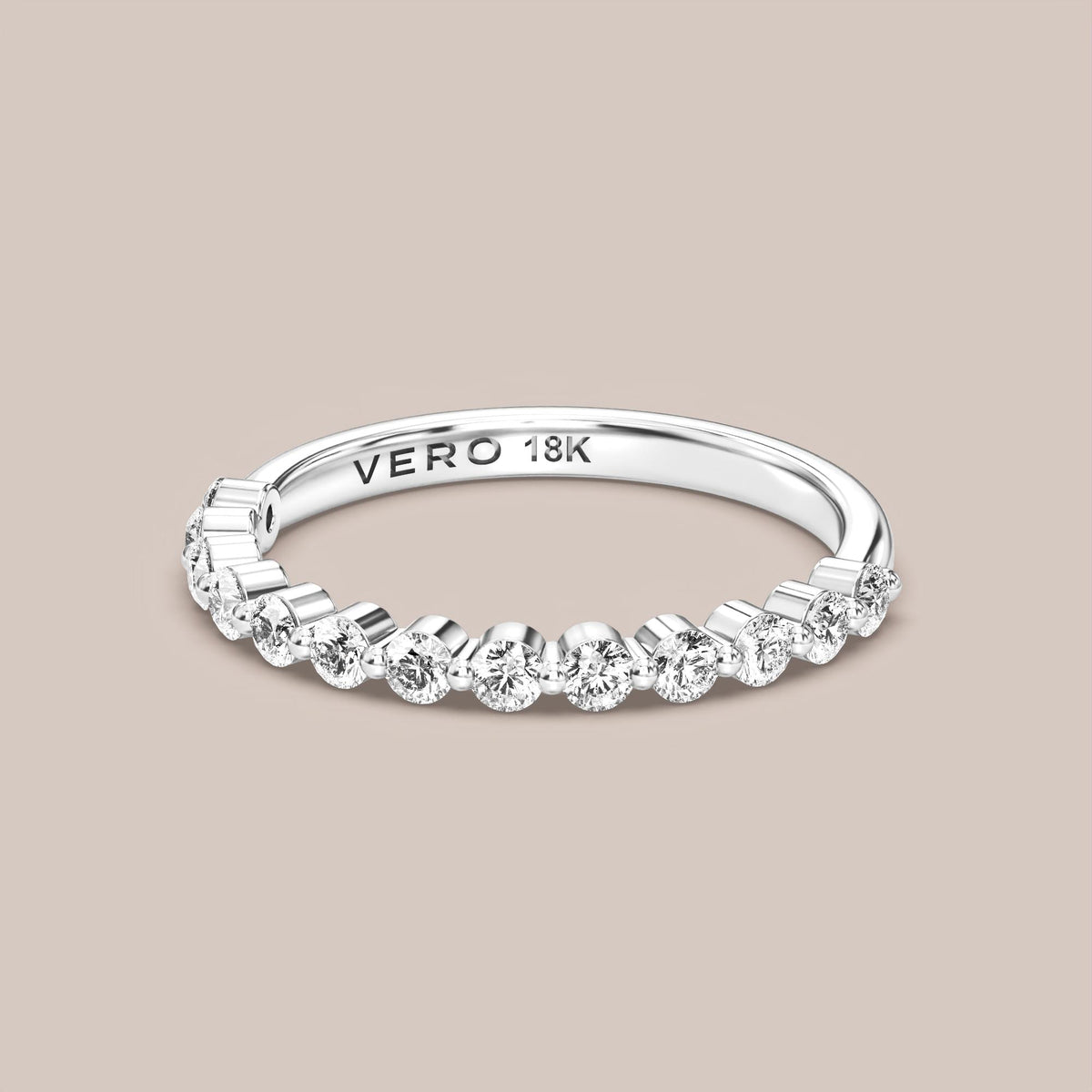 Single Prong Shared Diamond Band Half Eternity