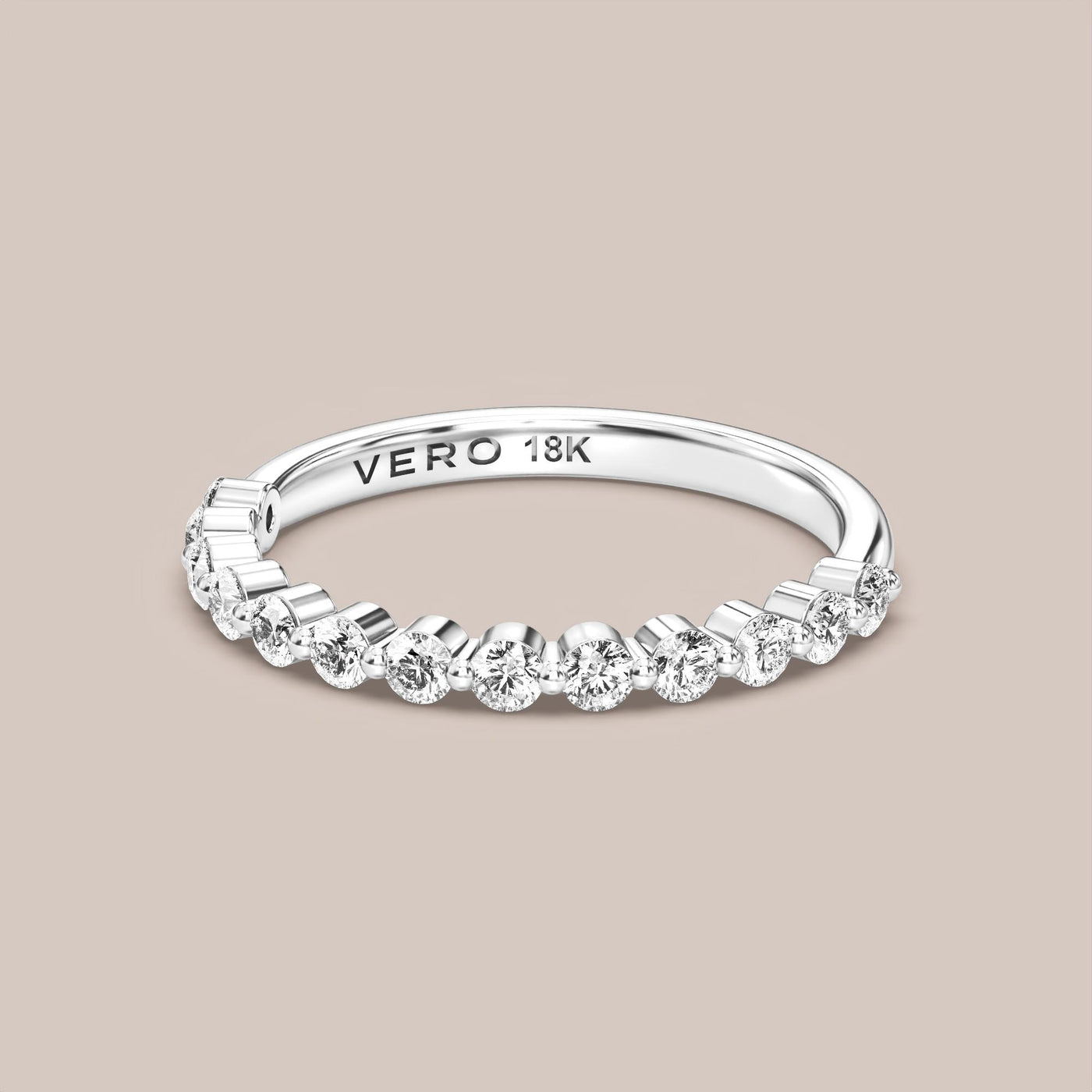 Single Prong Shared Diamond Band Half Eternity