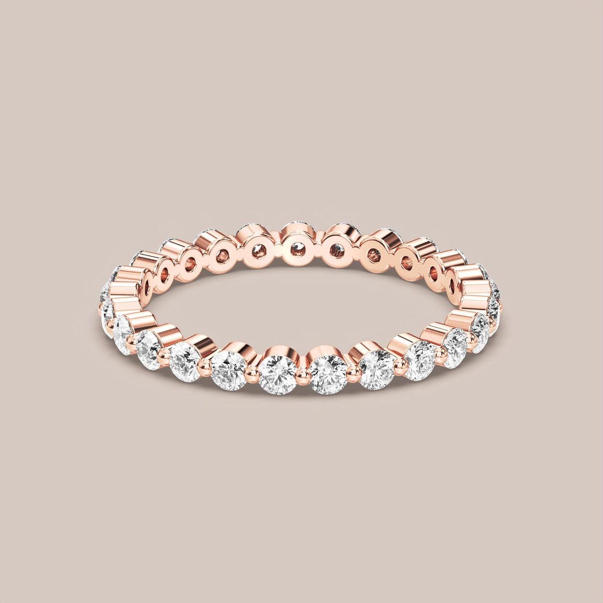 Single Prong Shared Diamond Band Full Eternity