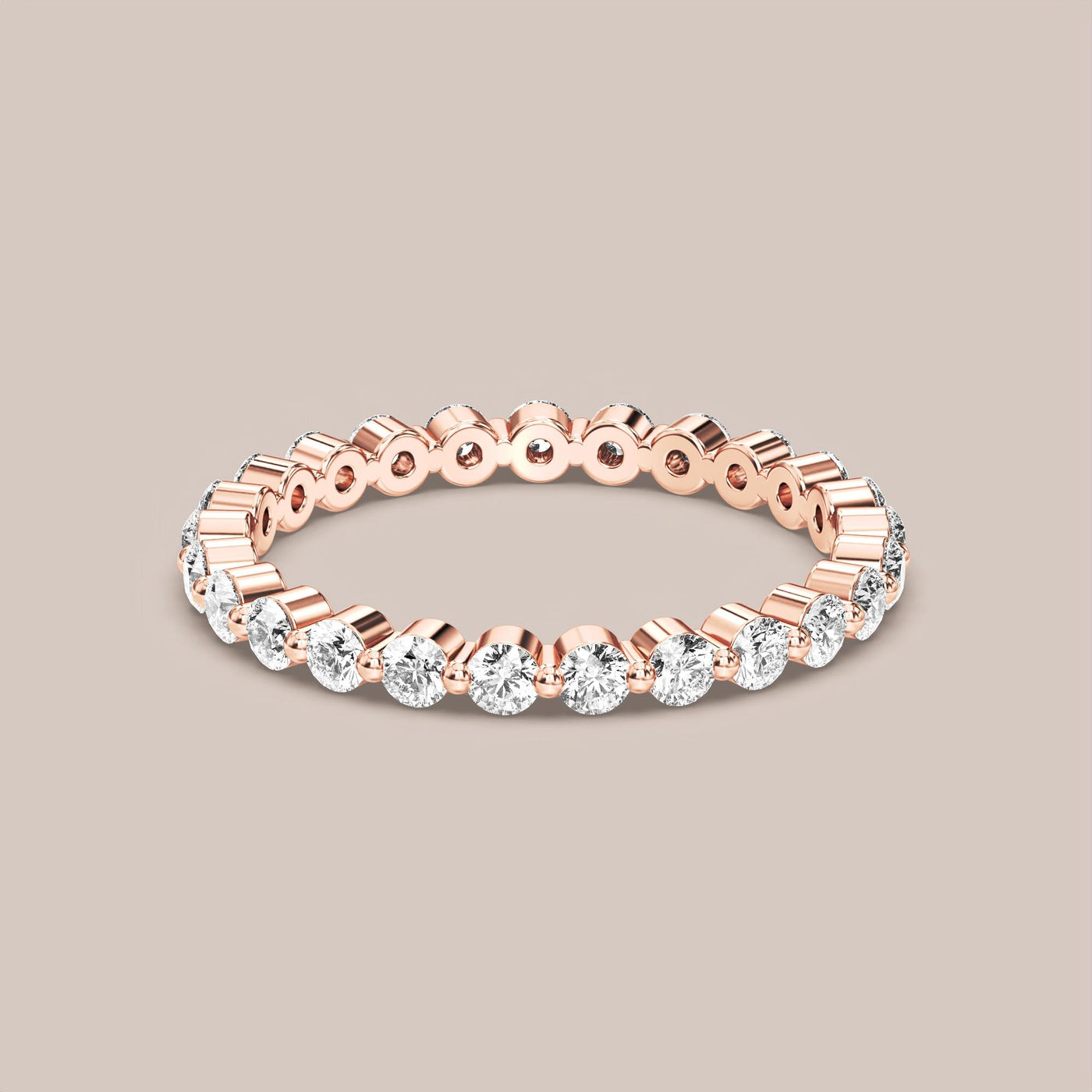 Single Prong Shared Diamond Band Full Eternity