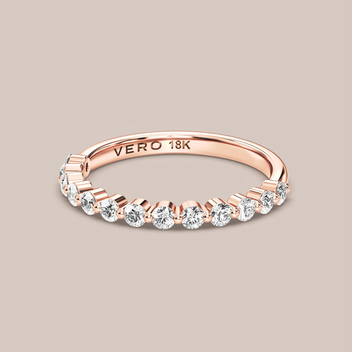 Single Prong Shared Diamond Band Half Eternity