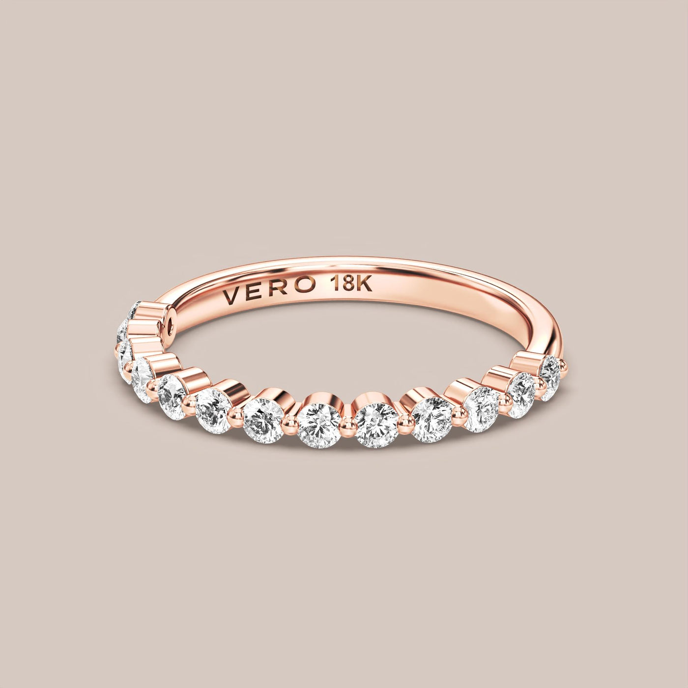 Single Prong Shared Diamond Band Half Eternity