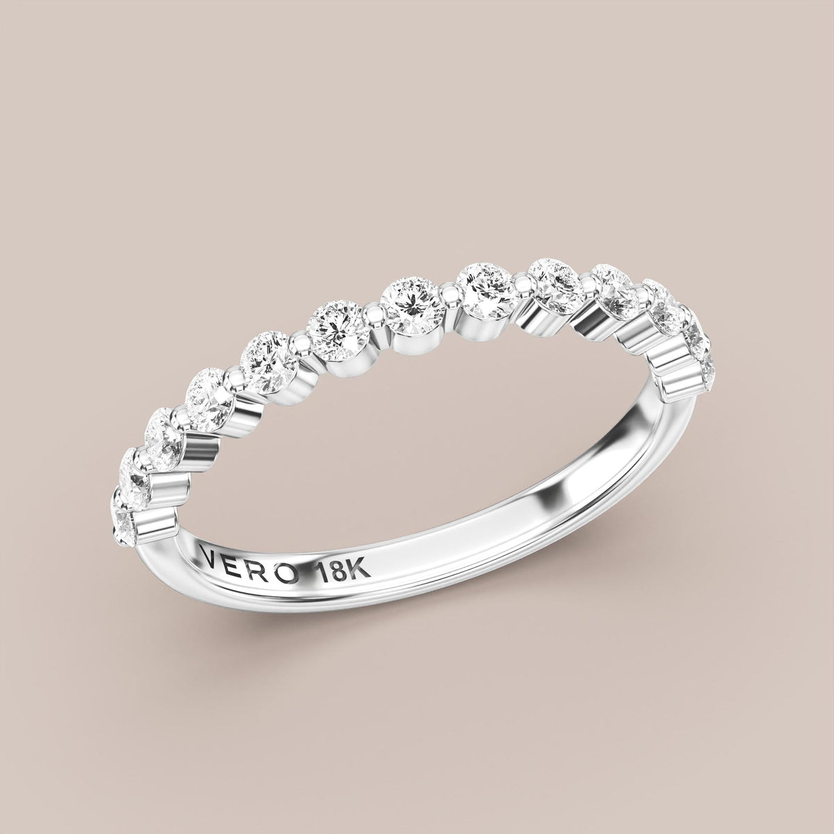 Single Prong Shared Diamond Band Half Eternity