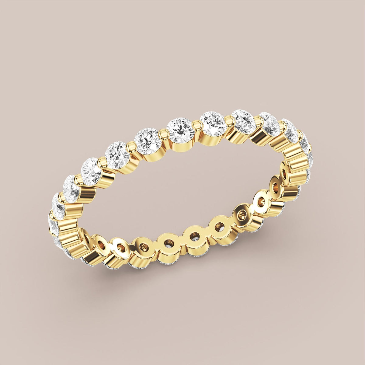 Single Prong Shared Diamond Band Full Eternity