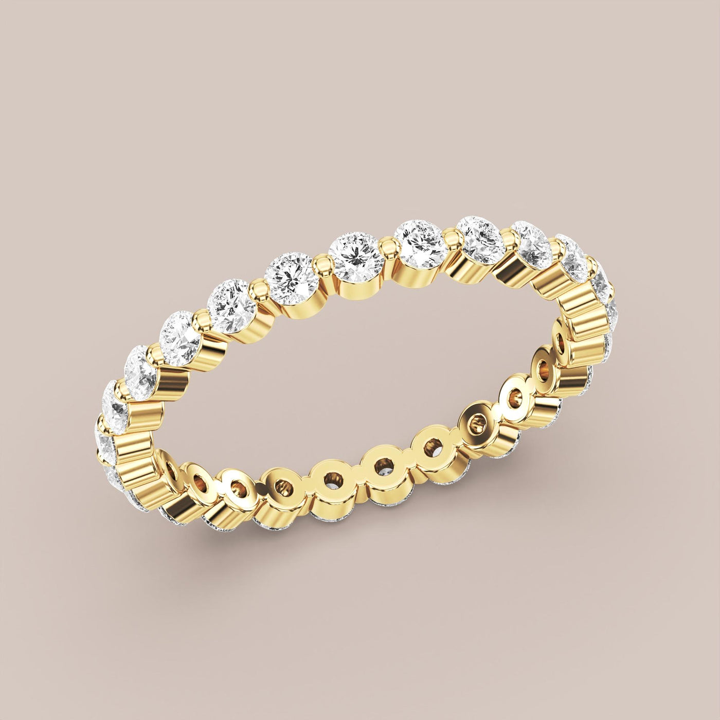 Single Prong Shared Diamond Band Full Eternity