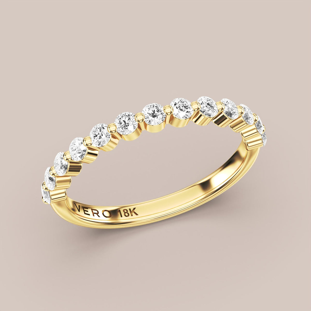 Single Prong Shared Diamond Band Half Eternity