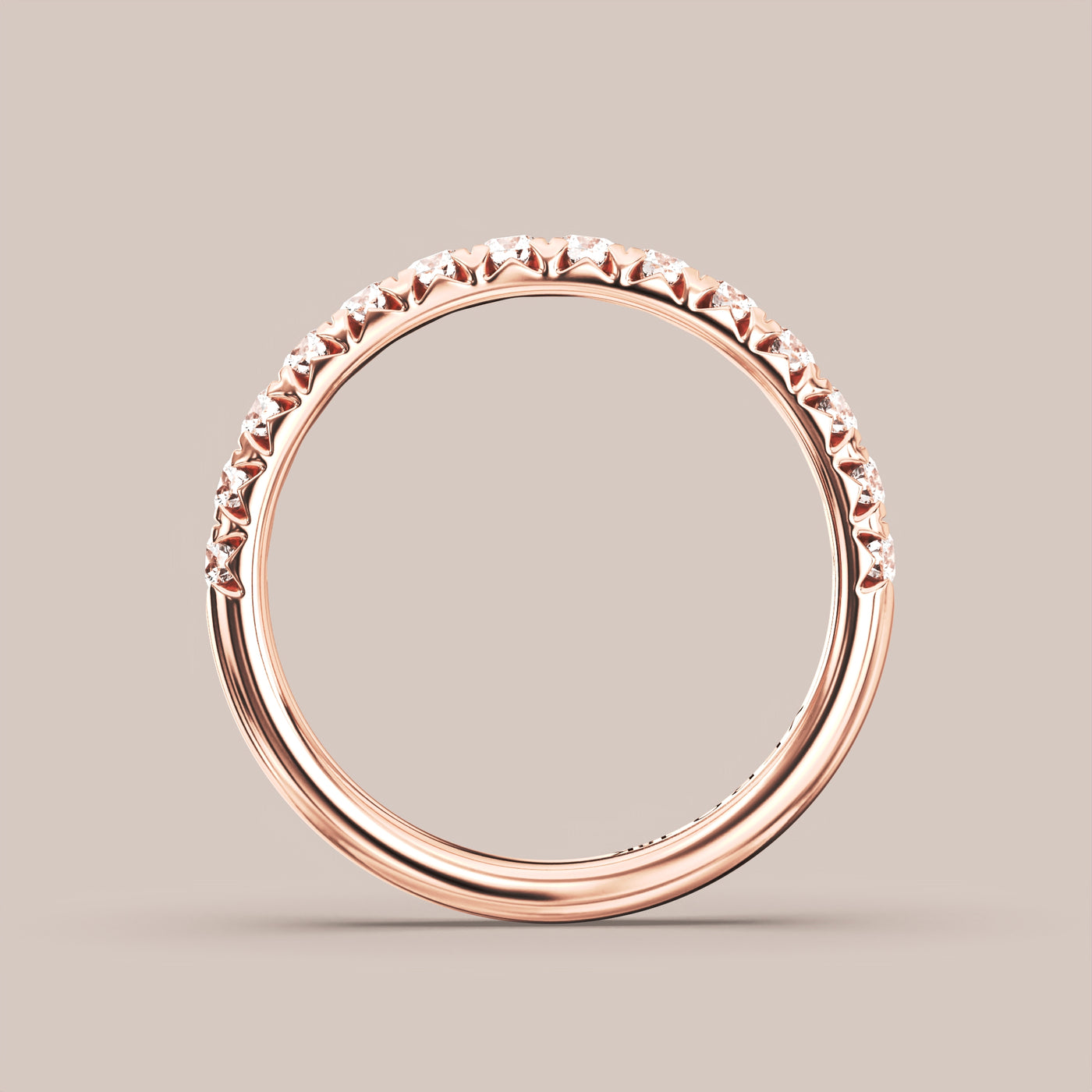 French Set Pave Diamond Band Half Eternity