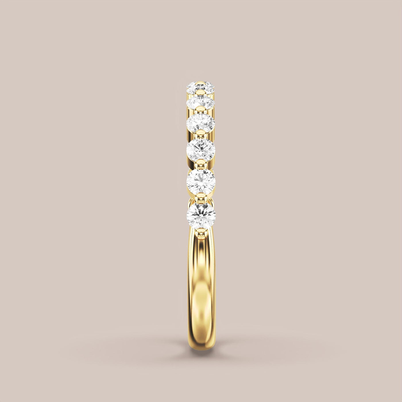 Single Prong Shared Diamond Band Half Eternity