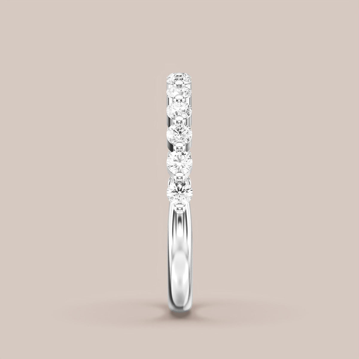 Single Prong Shared Diamond Band Half Eternity