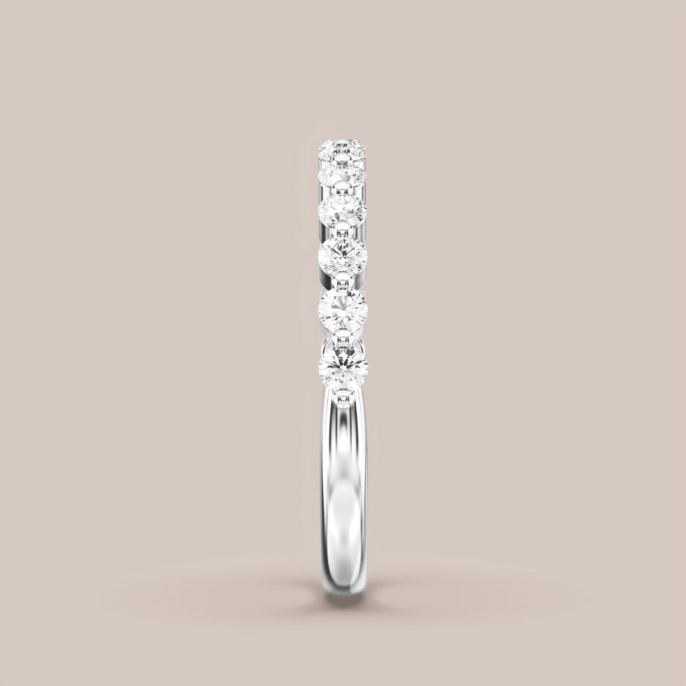 Single Prong Shared Diamond Band Half Eternity