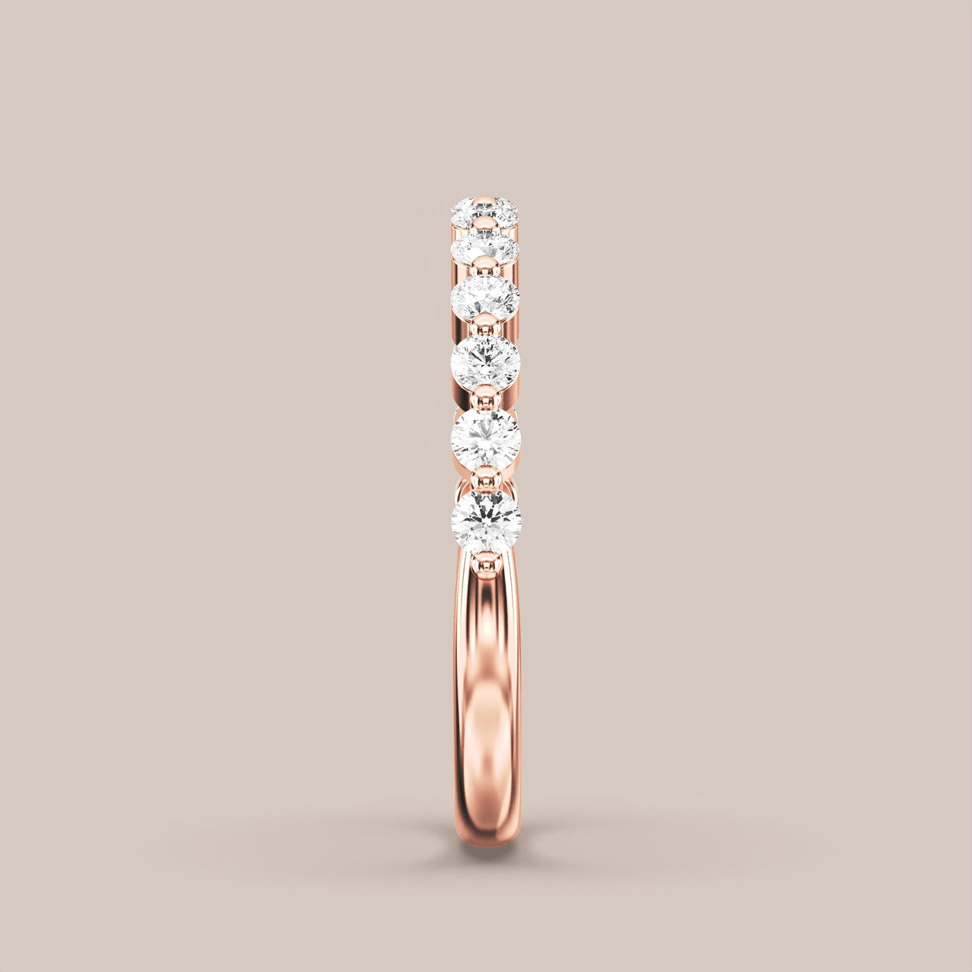 Single Prong Shared Diamond Band Half Eternity