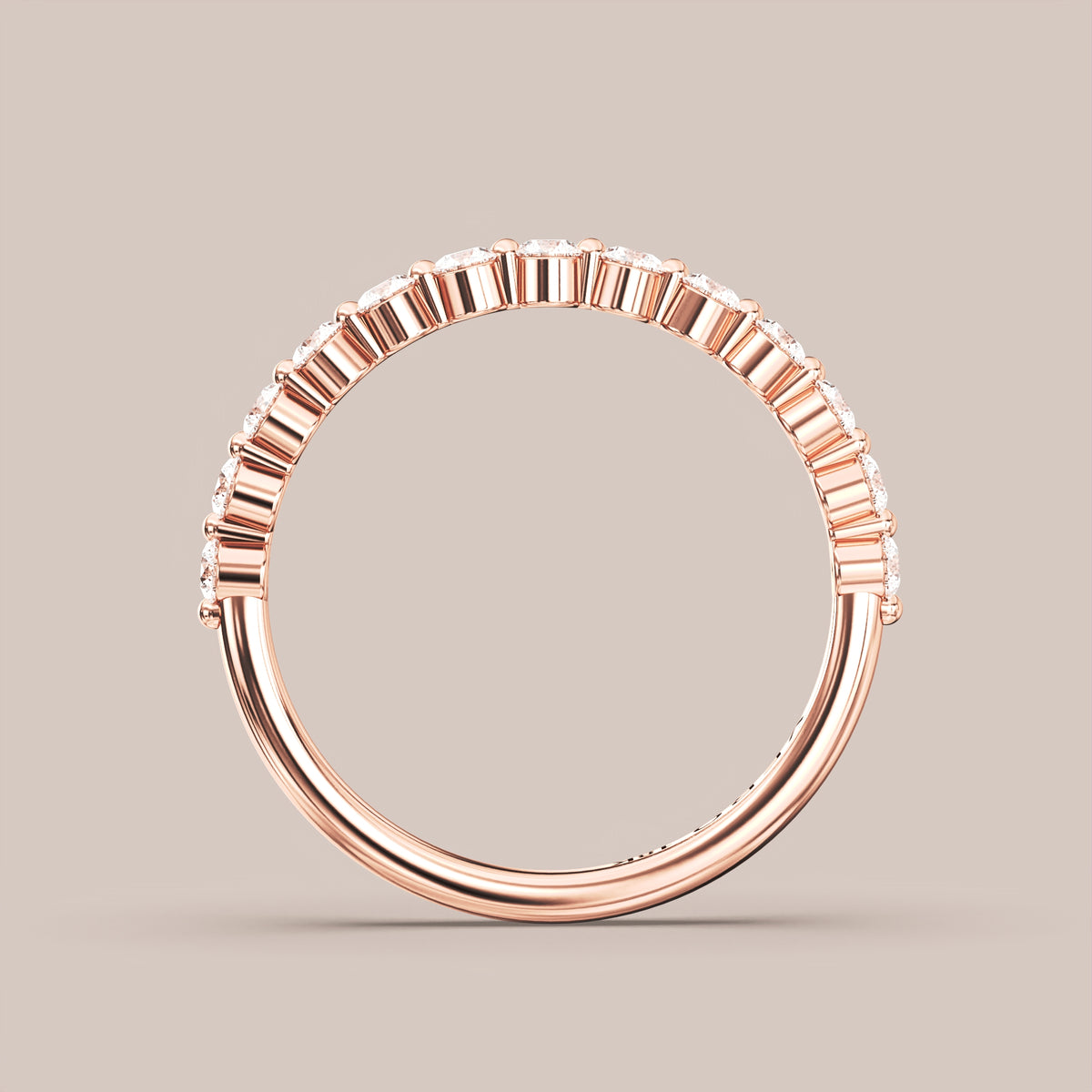 Single Prong Shared Diamond Band Half Eternity