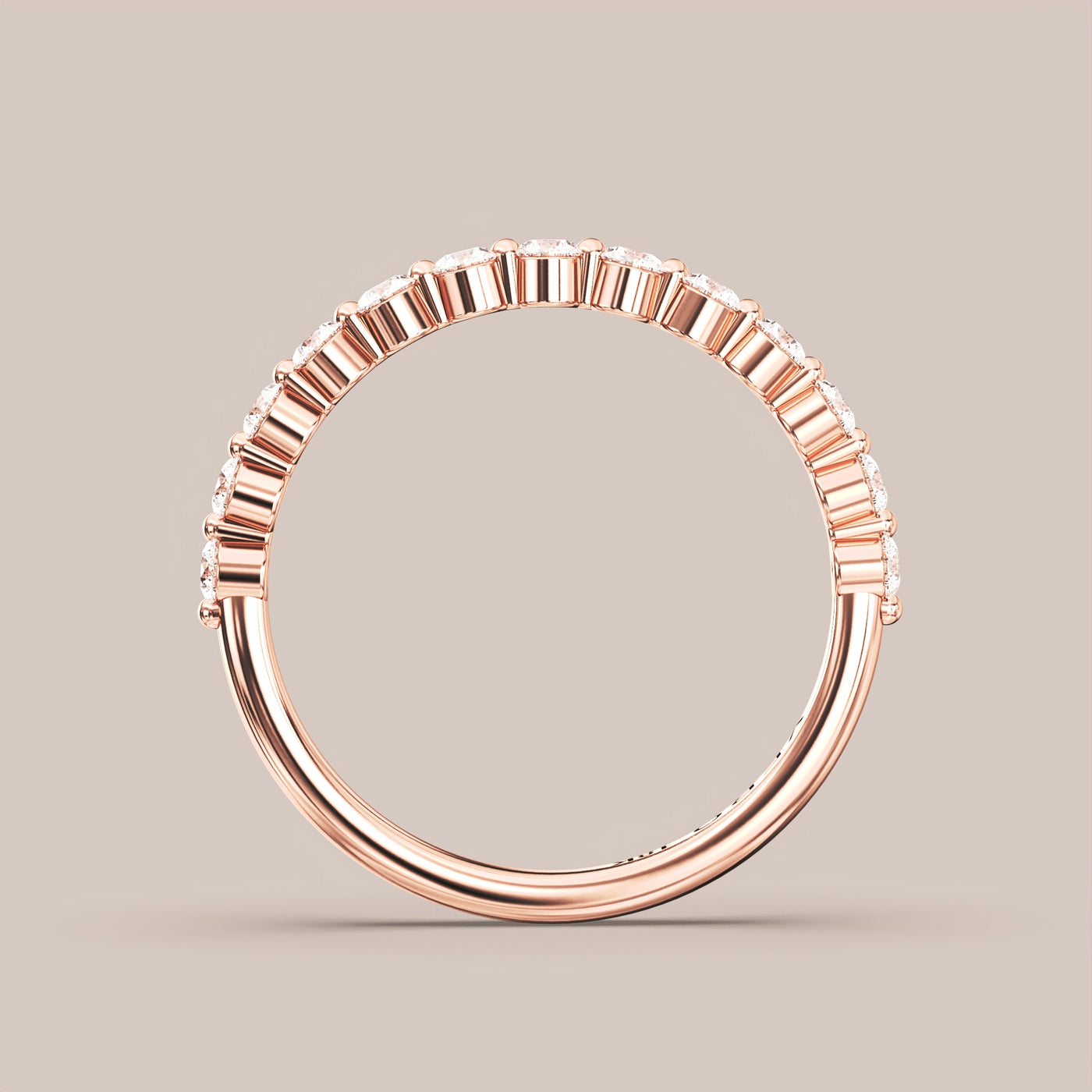 Single Prong Shared Diamond Band Half Eternity