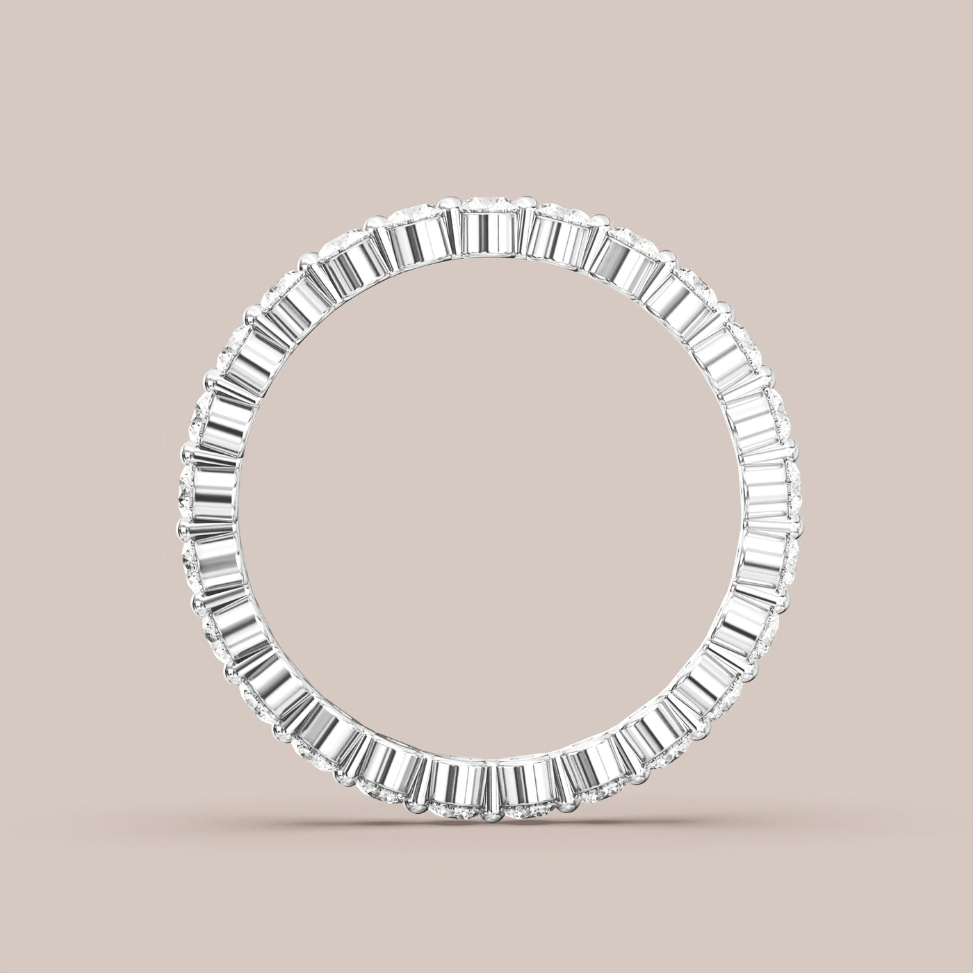 Single Prong Shared Diamond Band Full Eternity