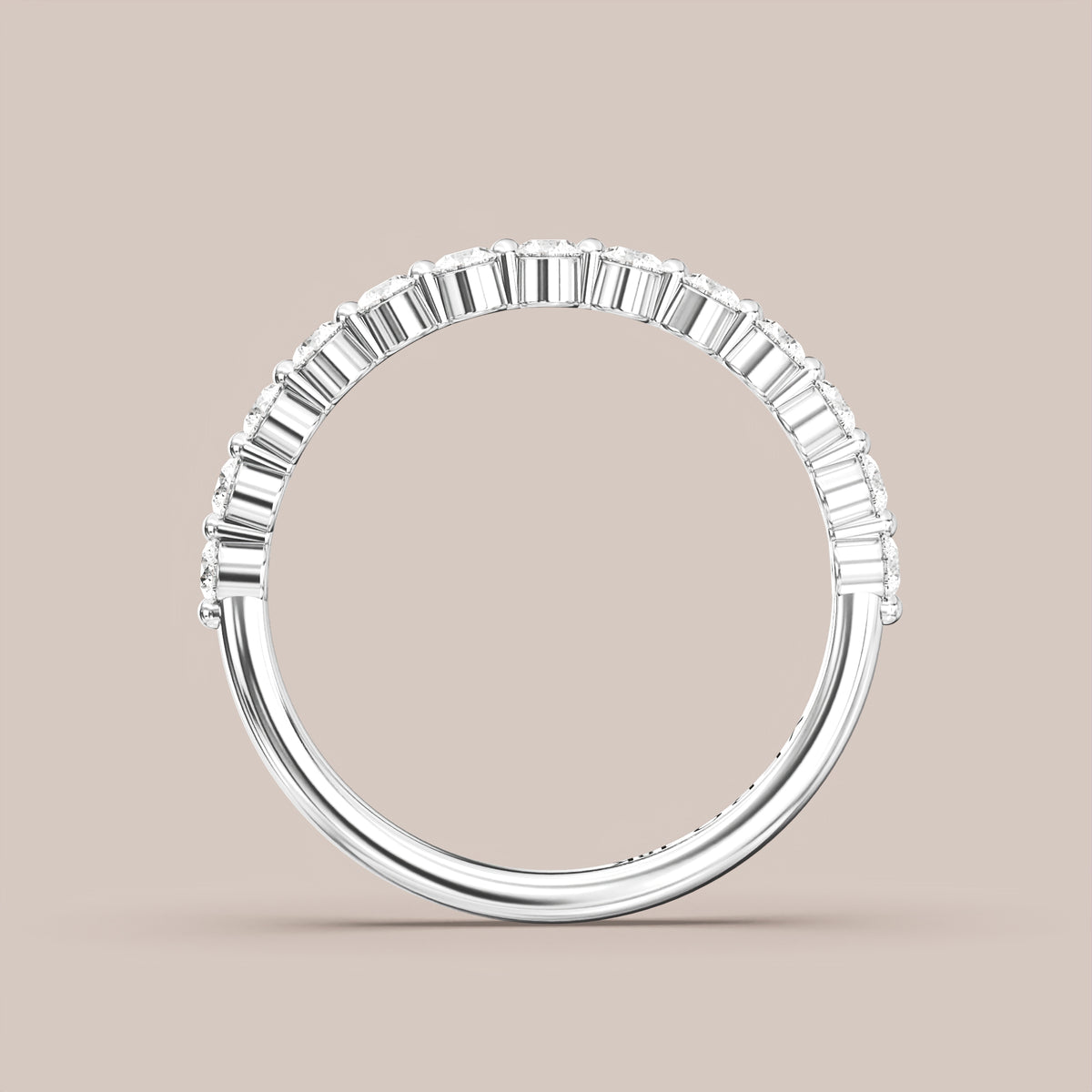 Single Prong Shared Diamond Band Half Eternity