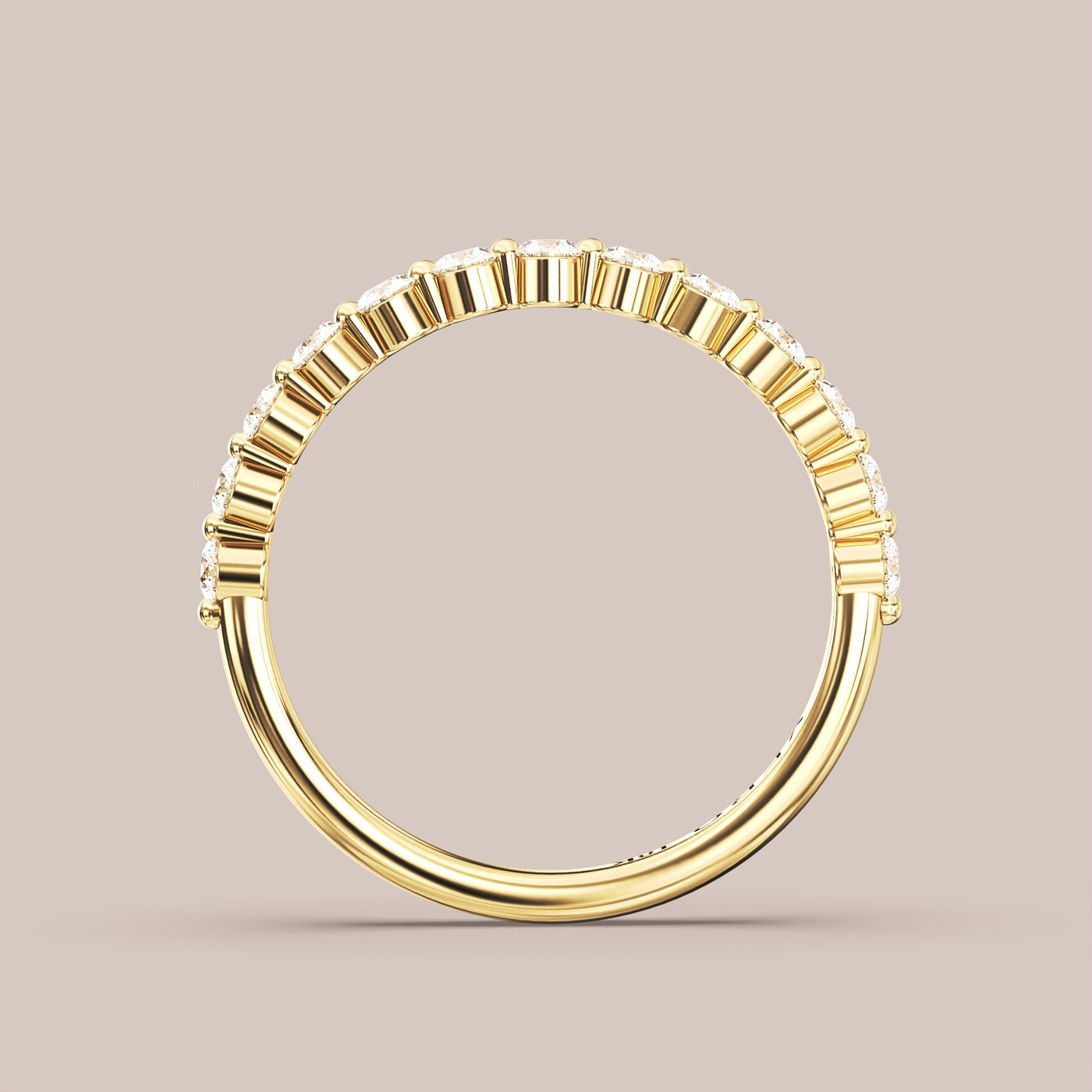 Single Prong Shared Diamond Band Half Eternity