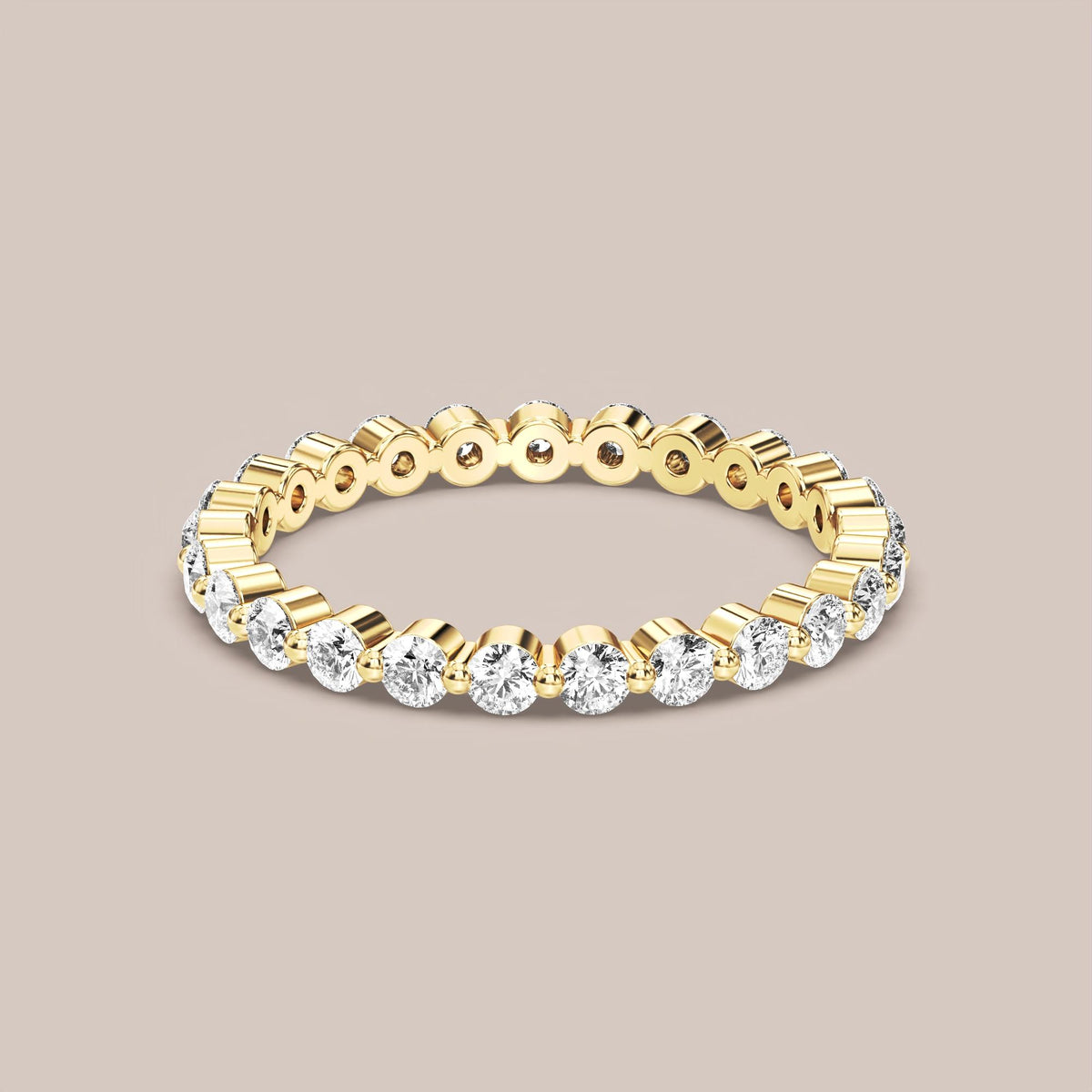 Single Prong Shared Diamond Band Full Eternity