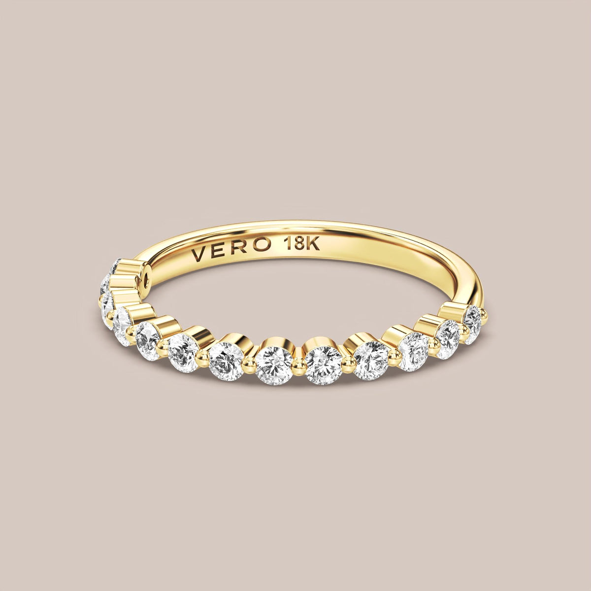 Single Prong Shared Diamond Band Half Eternity