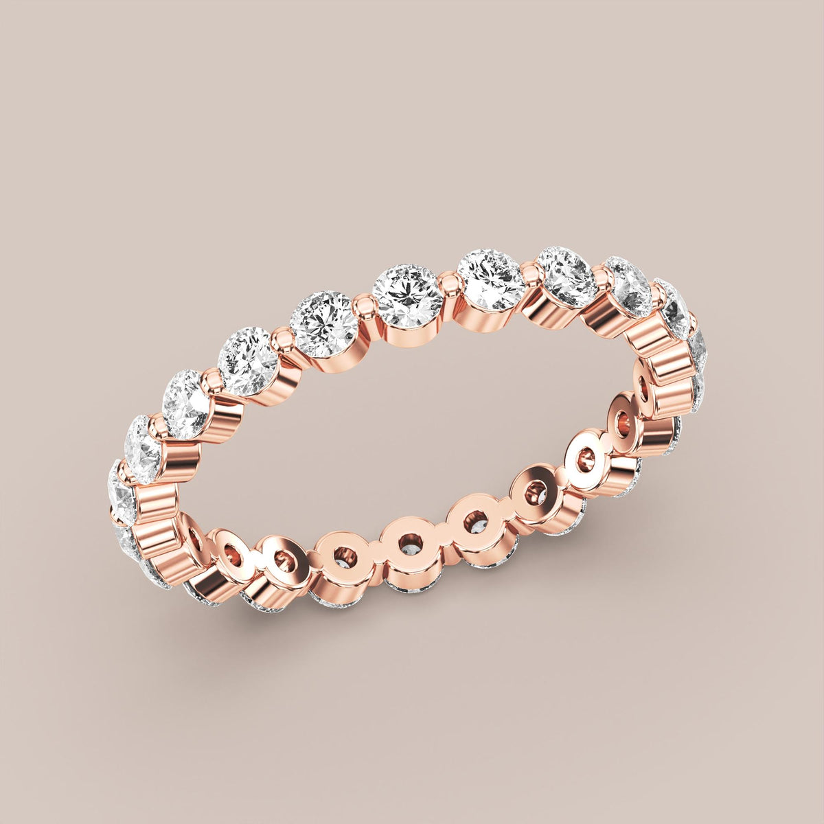 Single Prong Shared Diamond Band Full Eternity