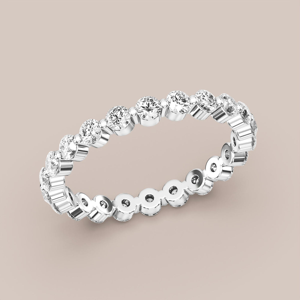 Single Prong Shared Diamond Band Full Eternity