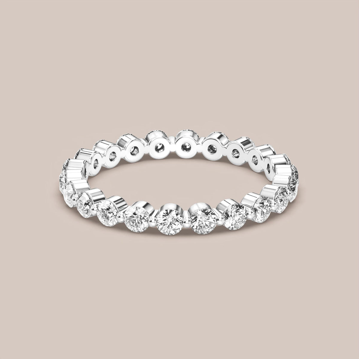 Single Prong Shared Diamond Band Full Eternity
