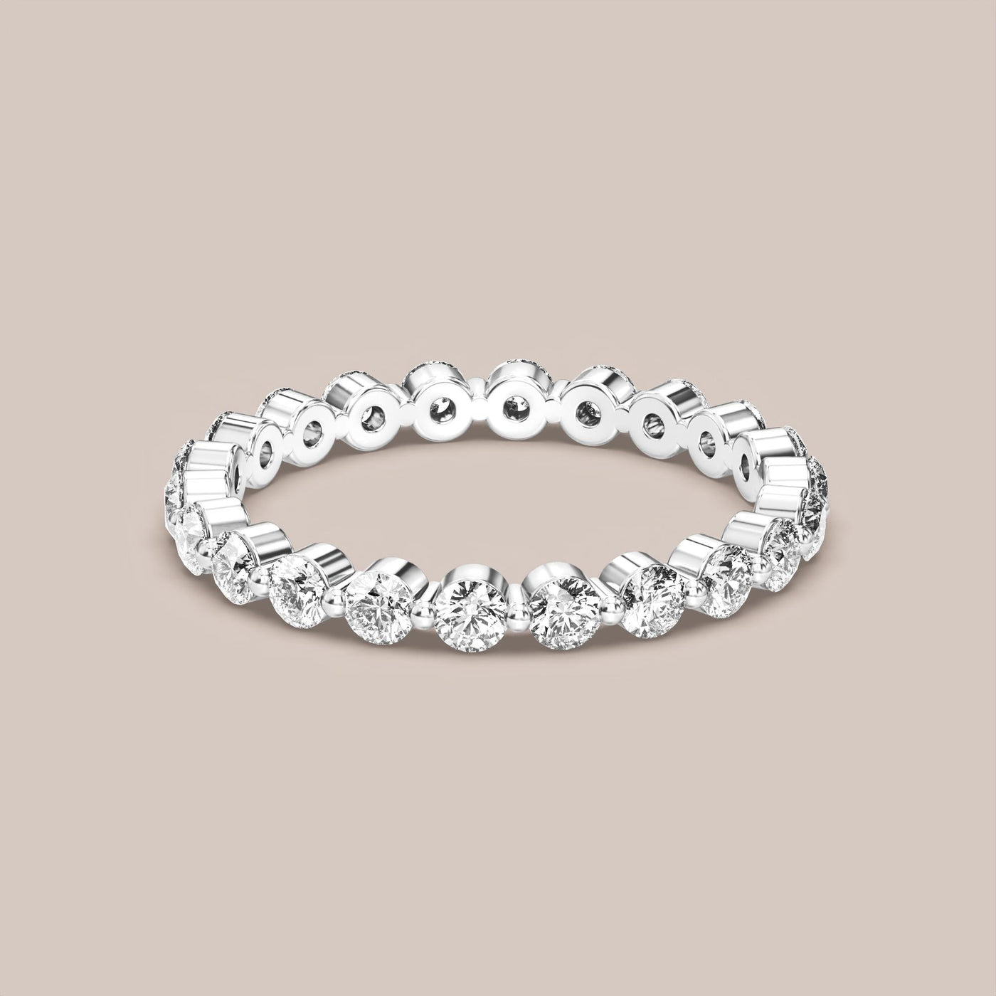 Single Prong Shared Diamond Band Full Eternity