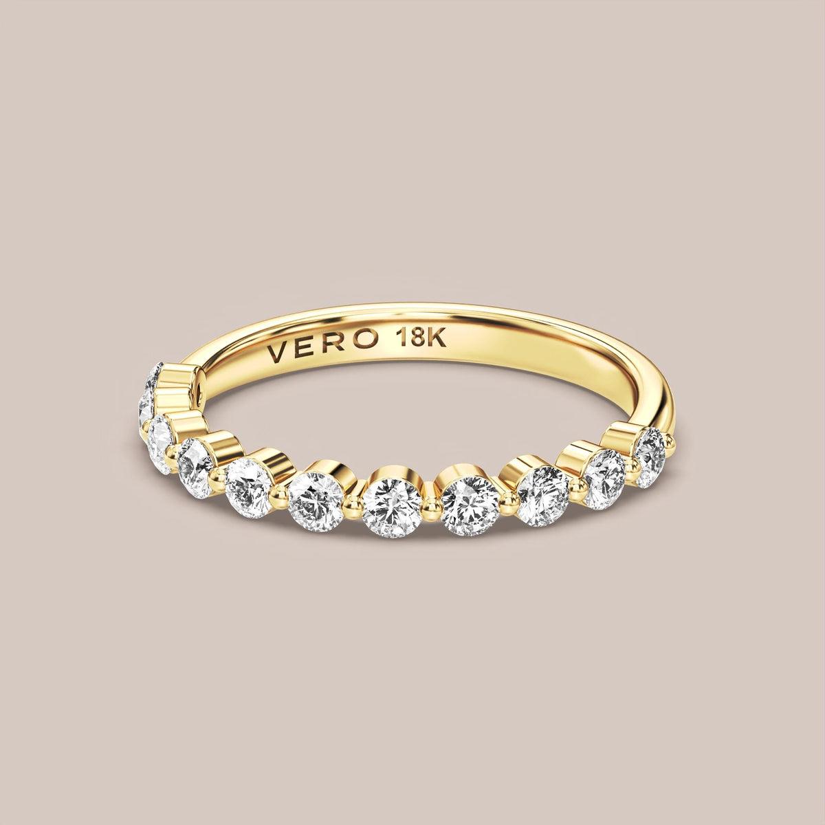 Single Prong Shared Diamond Band Half Eternity