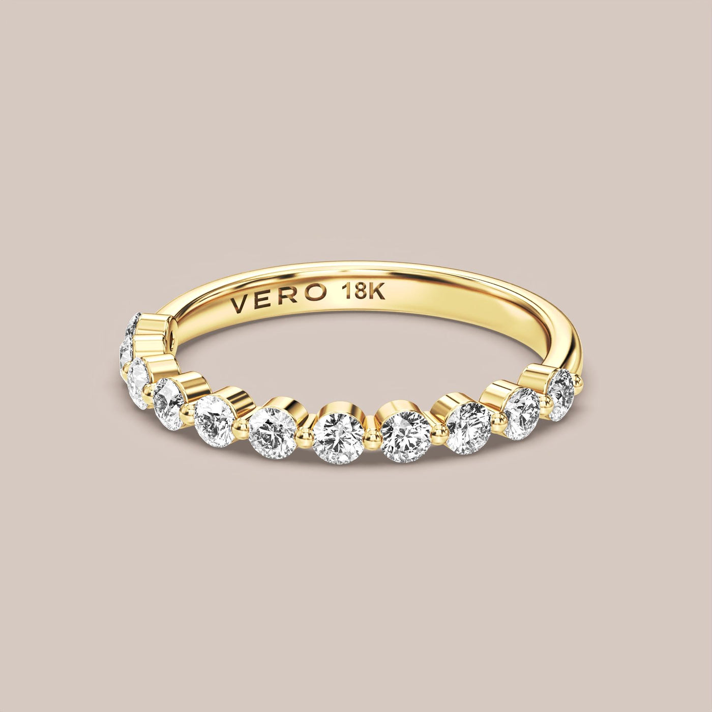 Single Prong Shared Diamond Band Half Eternity
