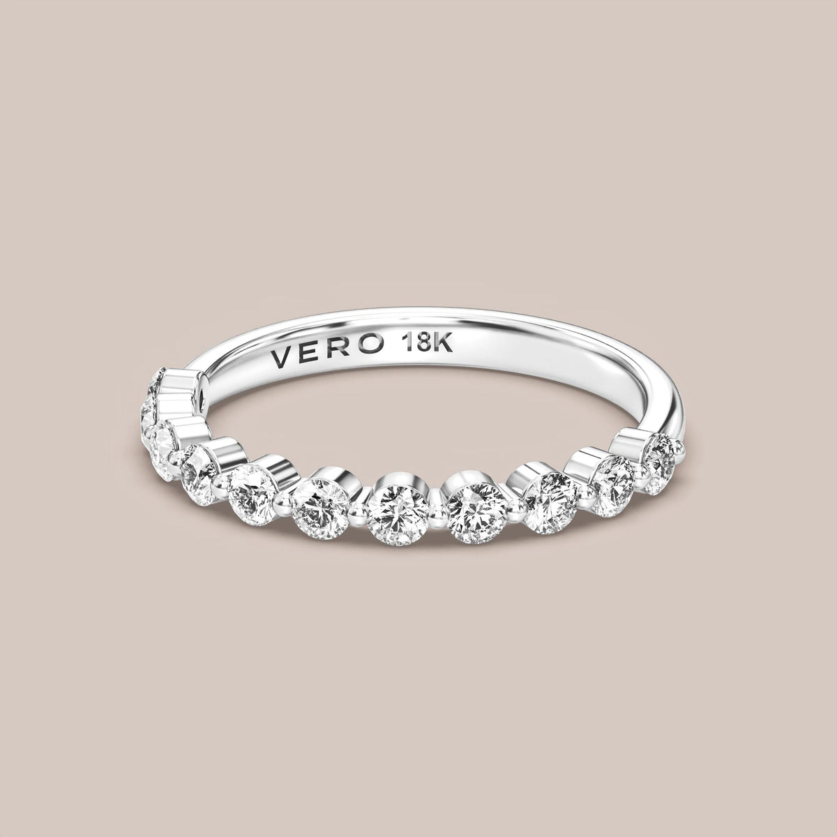 Single Prong Shared Diamond Band Half Eternity