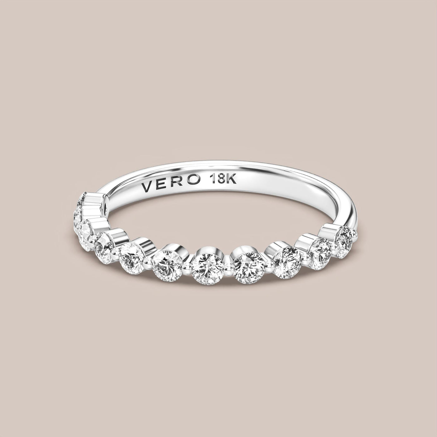 Single Prong Shared Diamond Band Half Eternity