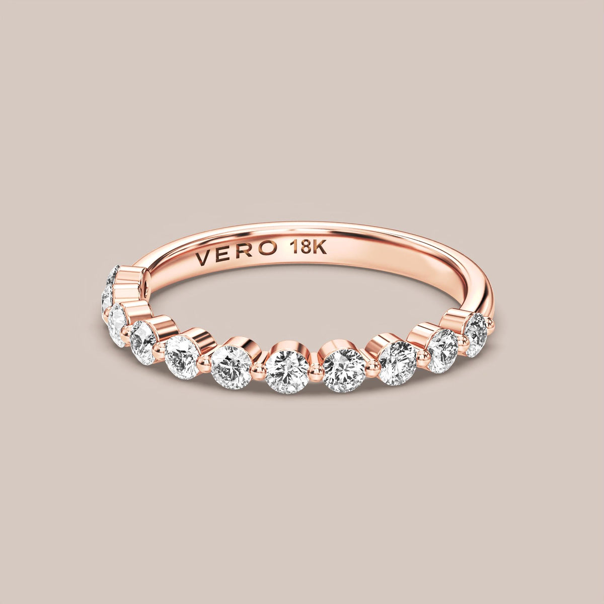 Single Prong Shared Diamond Band Half Eternity