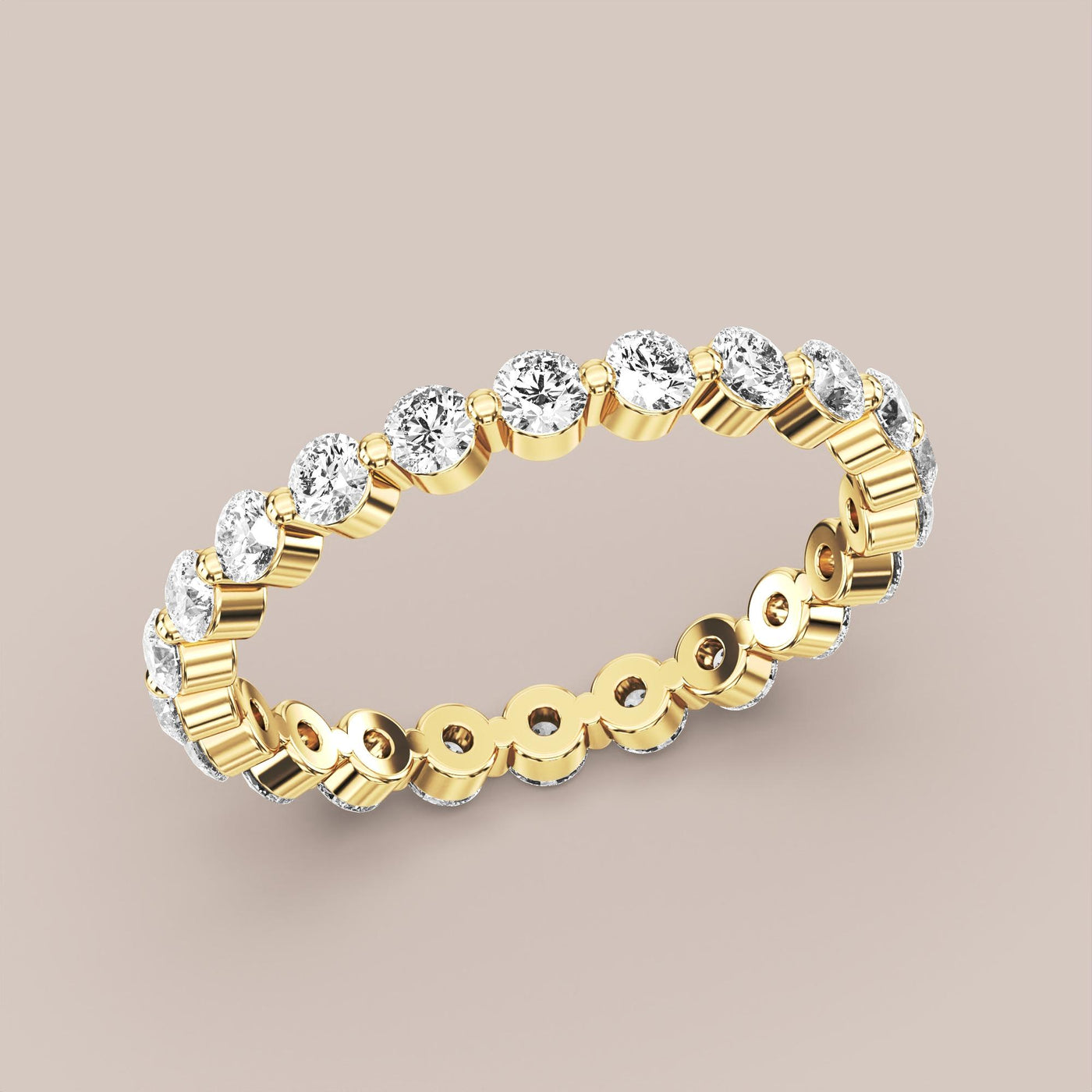 Single Prong Shared Diamond Band Full Eternity