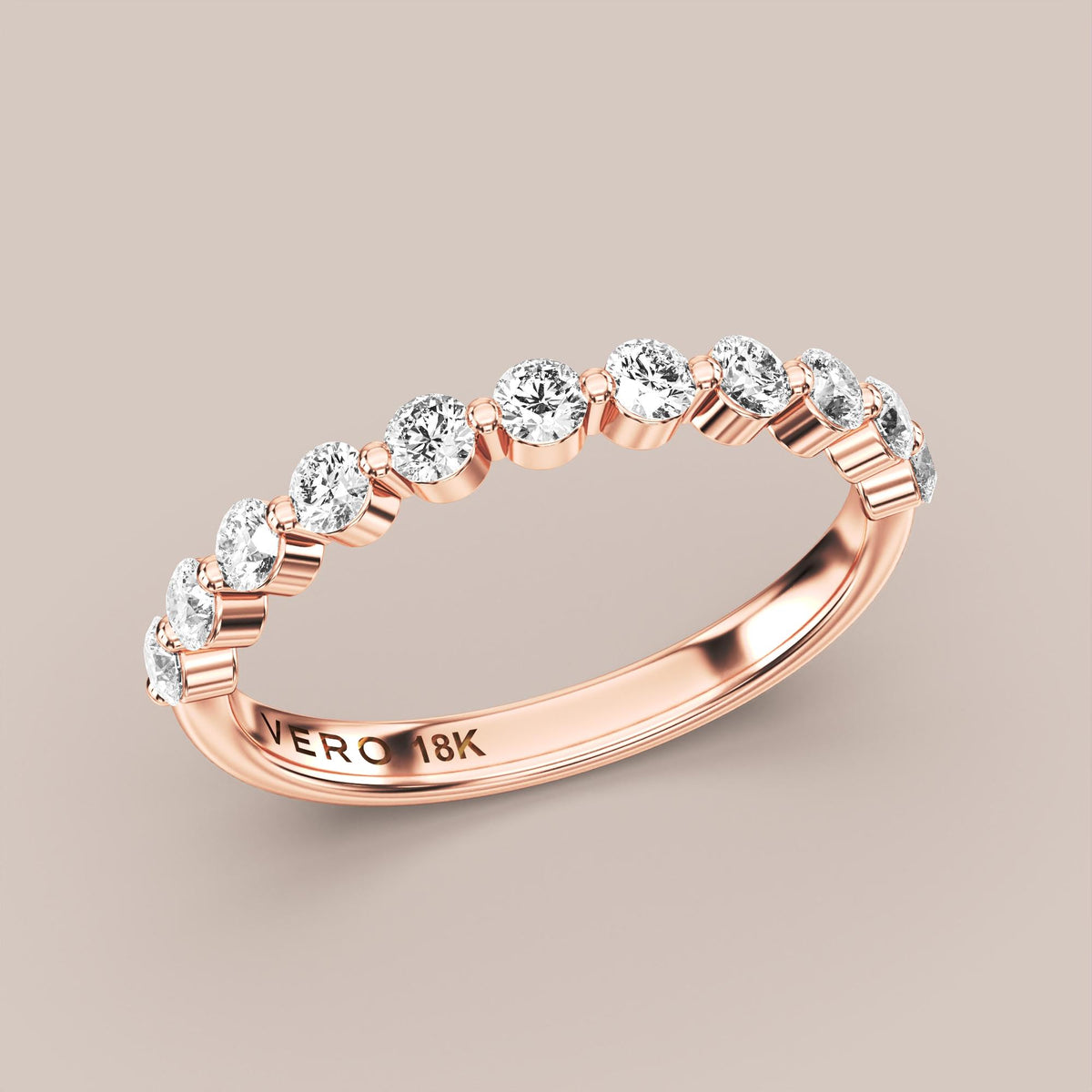Single Prong Shared Diamond Band Half Eternity