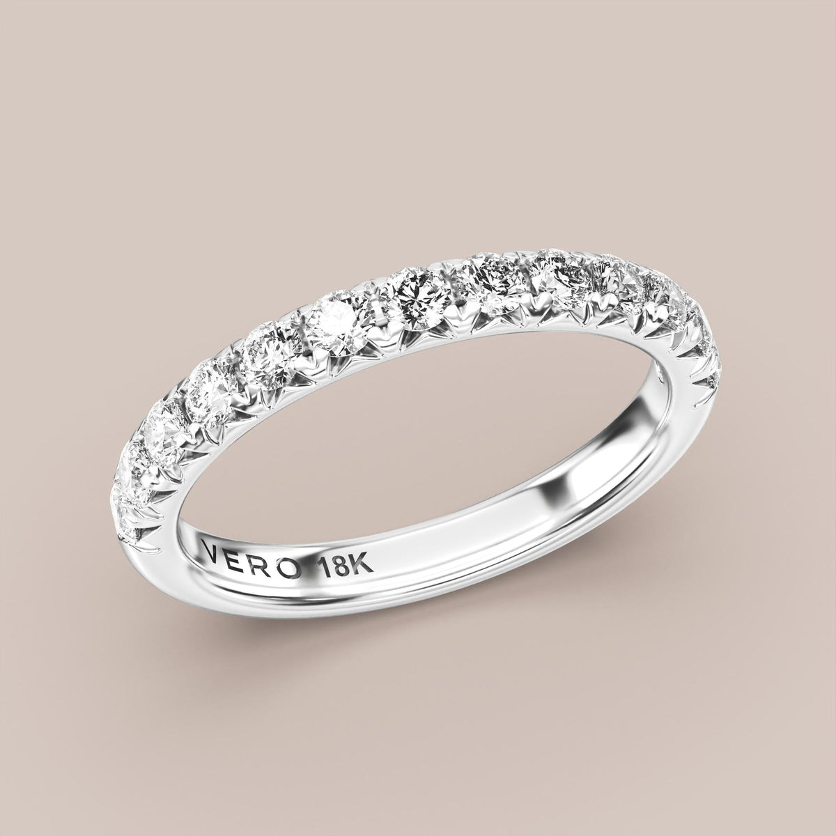 French Set Pave Diamond Band Half Eternity