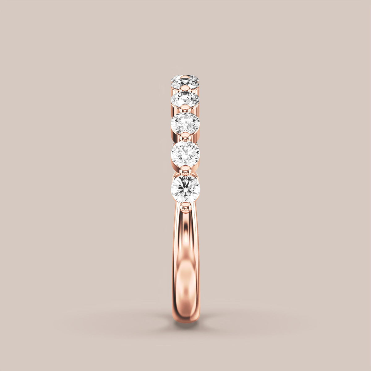 Single Prong Shared Diamond Band Half Eternity