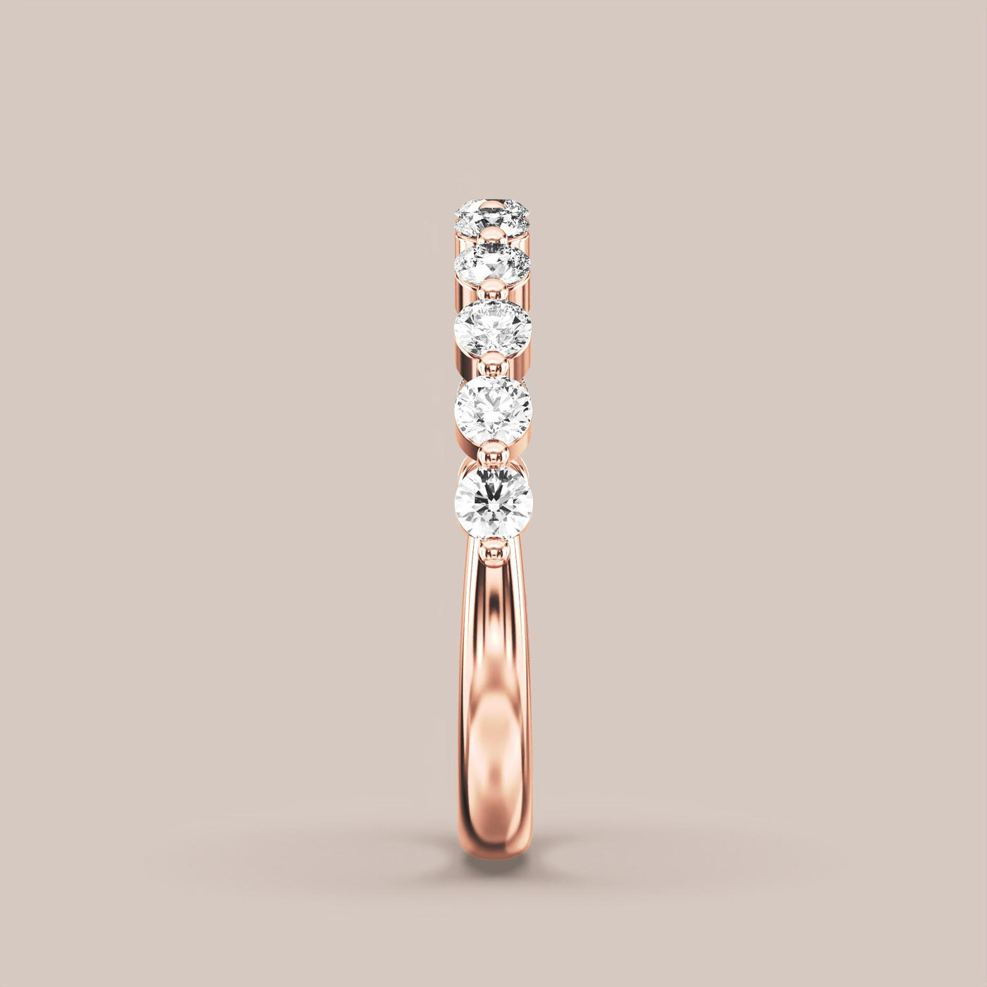 Single Prong Shared Diamond Band Half Eternity