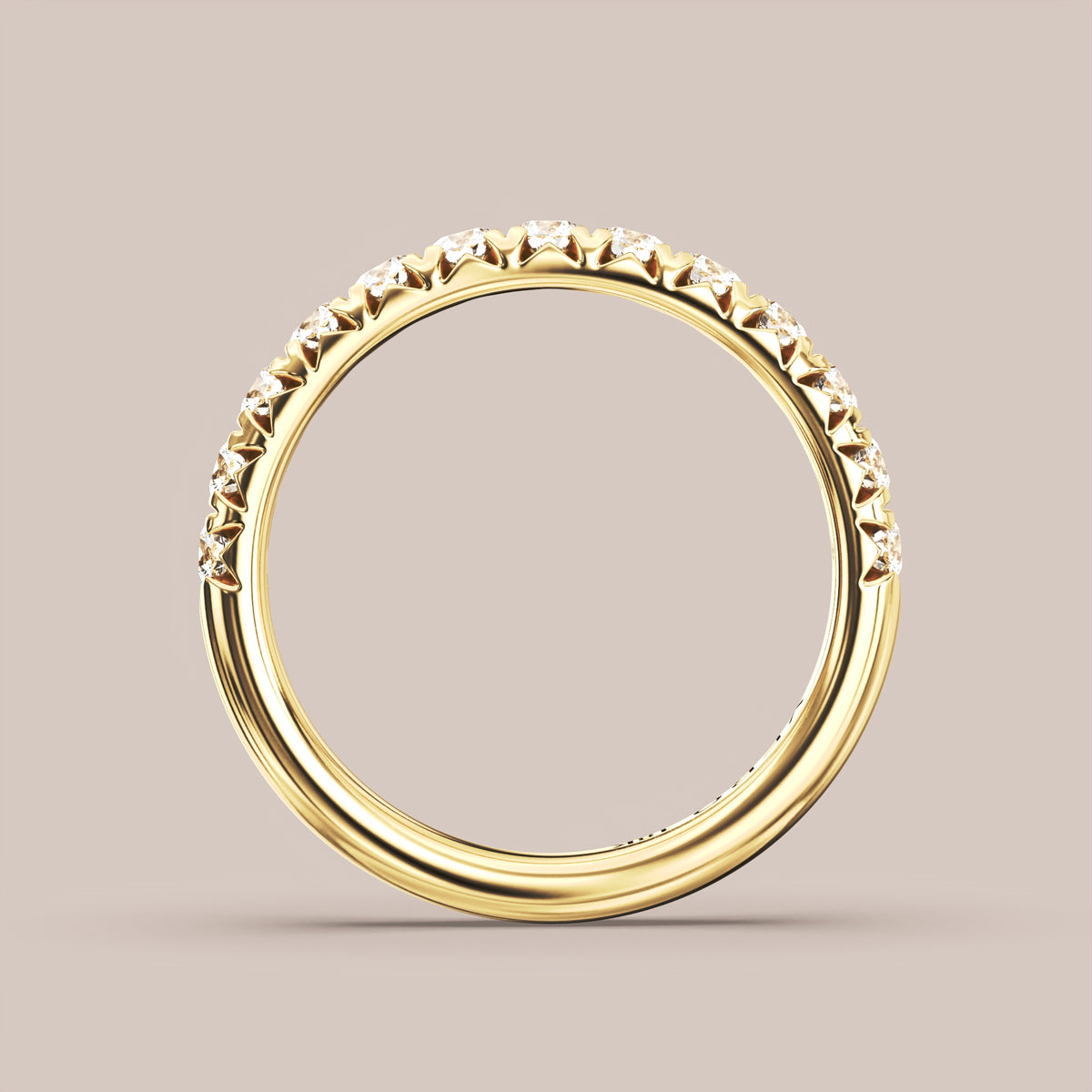 French Set Pave Diamond Band Half Eternity