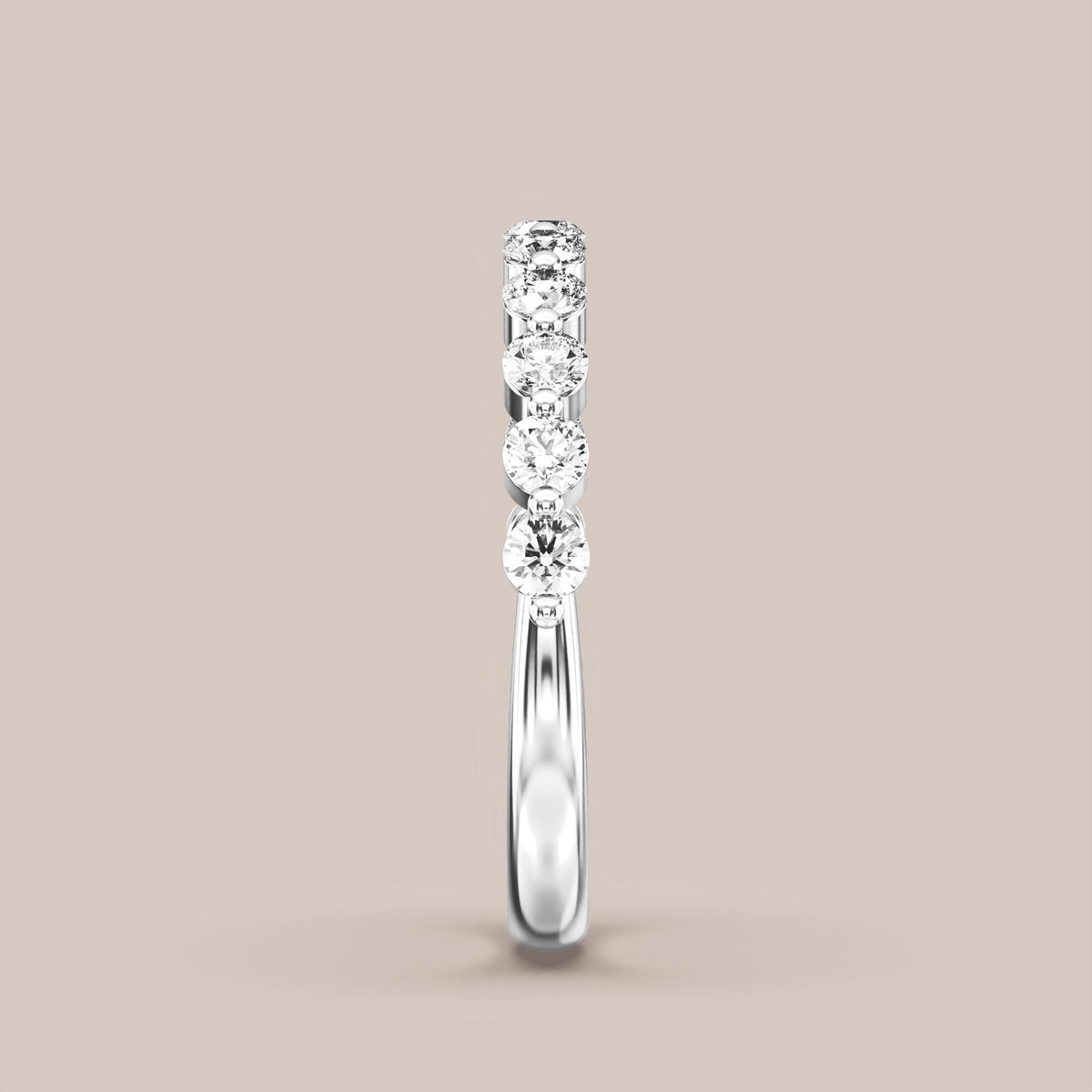 Single Prong Shared Diamond Band Half Eternity
